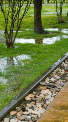 Marshfield landscape drainage solutions installed by Land Design Associates in Marshfield Massachusetts Caption
