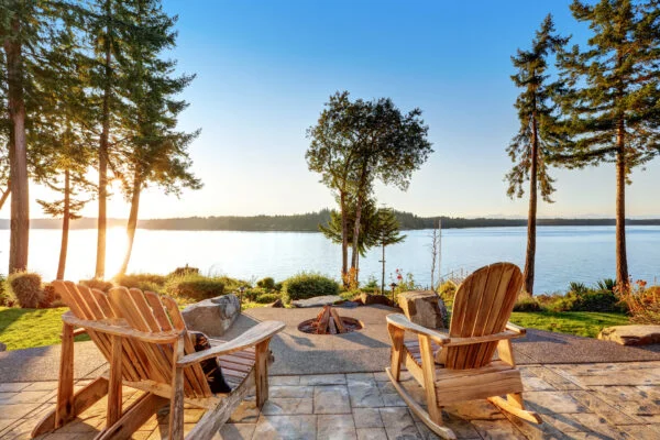 Waterfront landscape design by Land Design Associates at a Duxbury, MA home