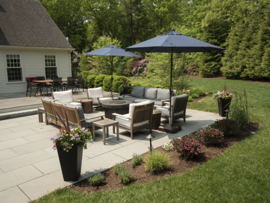 Native Plants growing in a professionally designed residential landscape in Massachusetts by Land Design Associates.